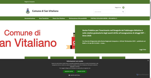 Security scan screenshot of https://www.comune.sanvitaliano.na.it