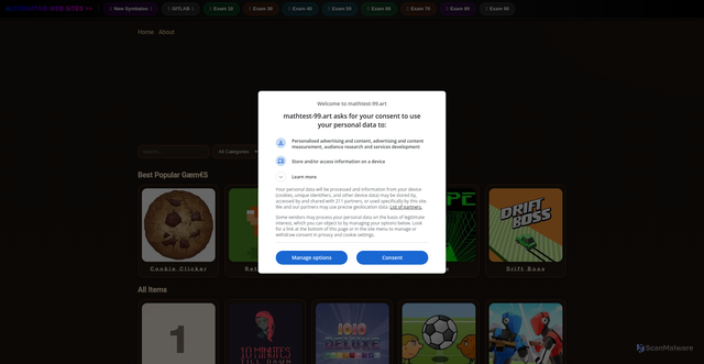 Security scan screenshot of https://mathtest-99.art