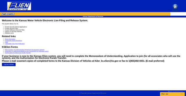 Security scan screenshot of https://www.kdor.ks.gov/apps/elien/default.aspx
