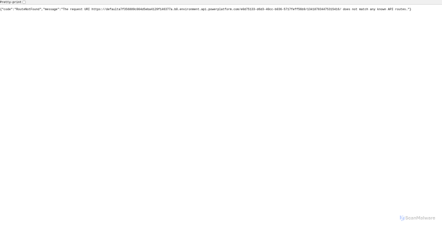 Security scan screenshot of https://defaulta7f356889c004d5eba4129f146377a.b0.environment.api.powerplatform.com