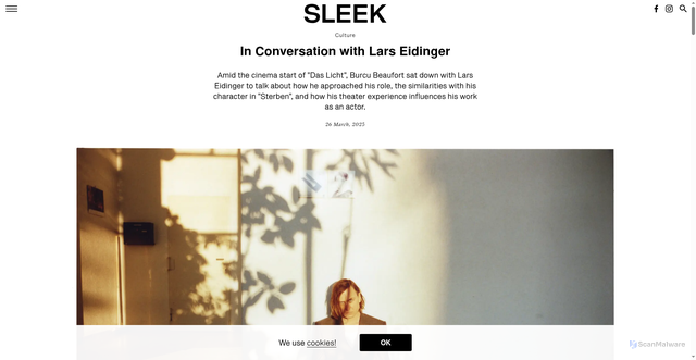 Security scan screenshot of https://www.sleek-mag.com/article/in-conversation-with-lars-eidinger/