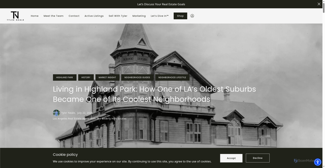 Security scan screenshot of https://edit.placester.com/tyler-neale-20260331175529/preview/2026/07/22/living-in-highland-park-how-one-of-las-oldest-suburbs-became-one-of-its-coolest-neighborhoods/