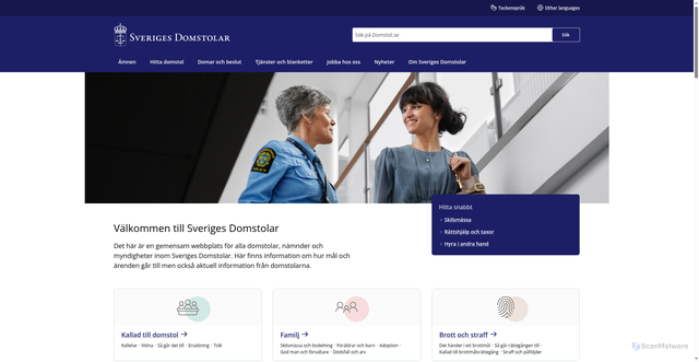 Security scan screenshot of https://www.domstol.se/