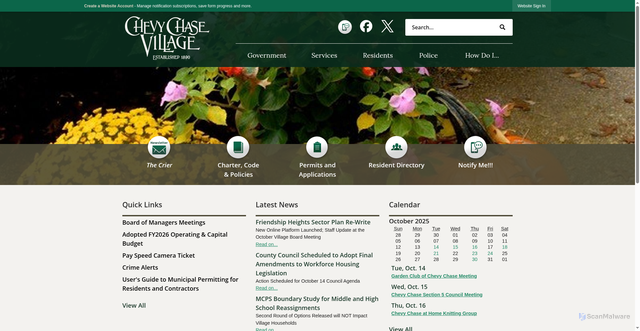 Security scan screenshot of https://chevychasevillagemd.gov/