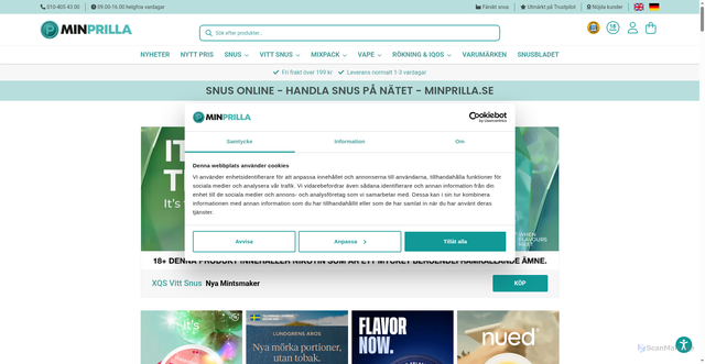 Security scan screenshot of https://minprilla.se