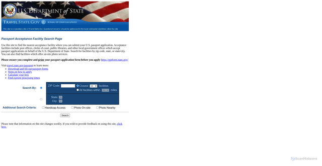 Security scan screenshot of https://iafdb.travel.state.gov/