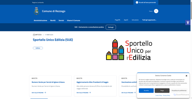 Security scan screenshot of https://comune.rezzago.co.it/