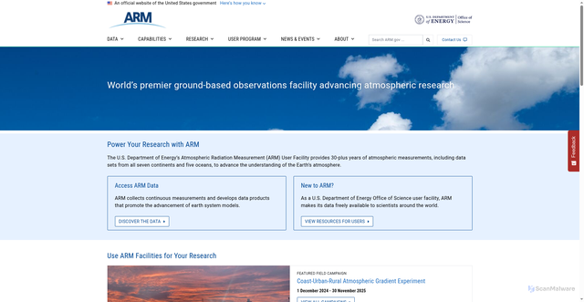 Security scan screenshot of https://arm.gov/
