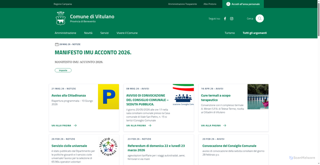 Security scan screenshot of https://www.comune.vitulano.bn.it