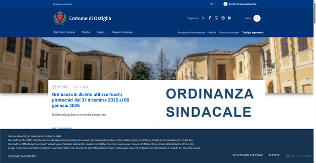 Security scan screenshot of https://www.comune.ostiglia.mn.it/