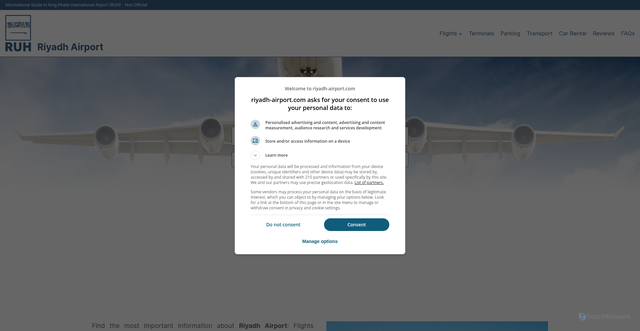 Security scan screenshot of https://www.riyadh-airport.com/