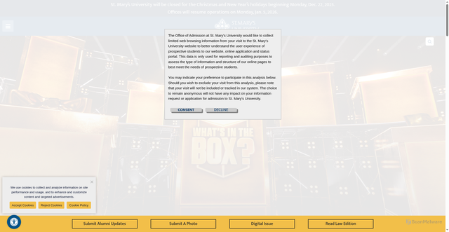 Security scan screenshot of https://www.stmarytx.edu/2025/netflix-whats-in-the-box/