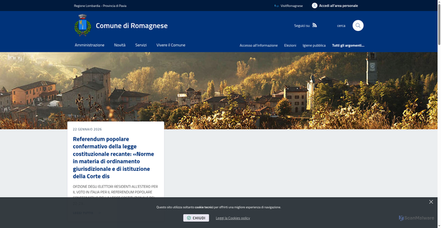 Security scan screenshot of https://www.comune.romagnese.pv.it/it-it/home