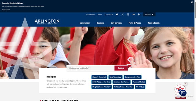 Security scan screenshot of https://www.arlingtontx.gov/