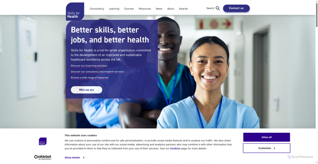 Security scan screenshot of https://www.skillsforhealth.org.uk/