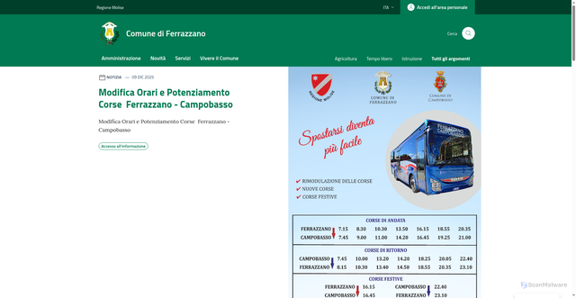 Security scan screenshot of https://www.comune.ferrazzano.cb.it