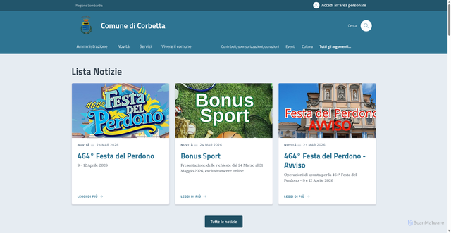 Security scan screenshot of https://comune.corbetta.mi.it/