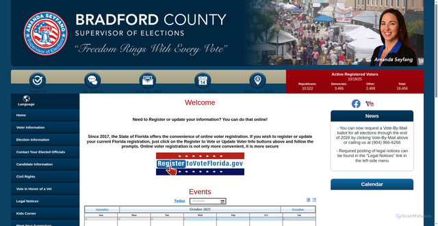 Security scan screenshot of https://www.votebradfordfl.gov/