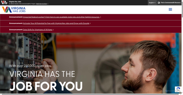 Security scan screenshot of https://virginiahasjobs.com/