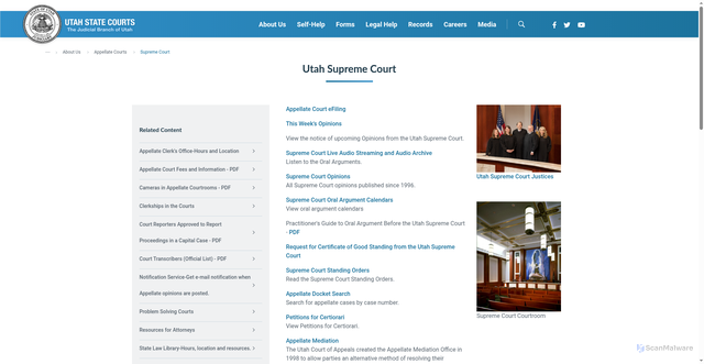 Security scan screenshot of https://www.utcourts.gov/en/about/courts/appellate-courts/sup.html