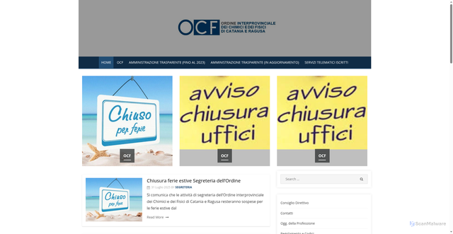 Security scan screenshot of https://www.chimicifisici.ct.it/