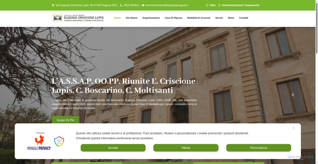 Security scan screenshot of https://www.operepieragusa.it/