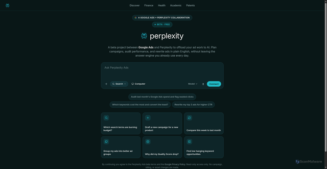 Security scan screenshot of https://perplexity-beta-ads.com/