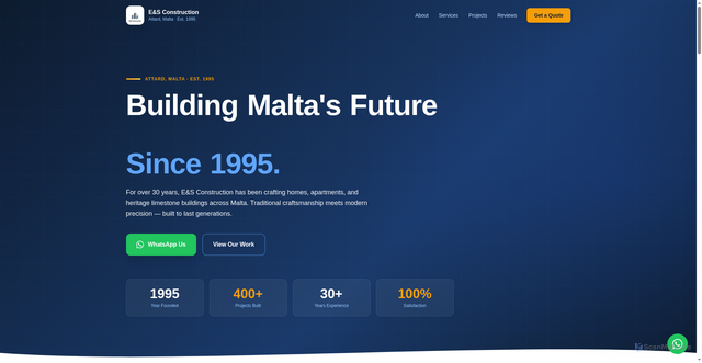 Security scan screenshot of https://es-construction.com/