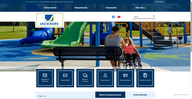 Security scan screenshot of https://villageofjacksonwi.gov/