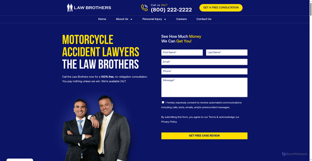 Security scan screenshot of https://lawbrothers.com/motorcycle-accidents/