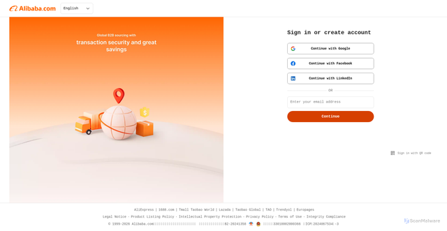 Security scan screenshot of https://passport.alibaba.com