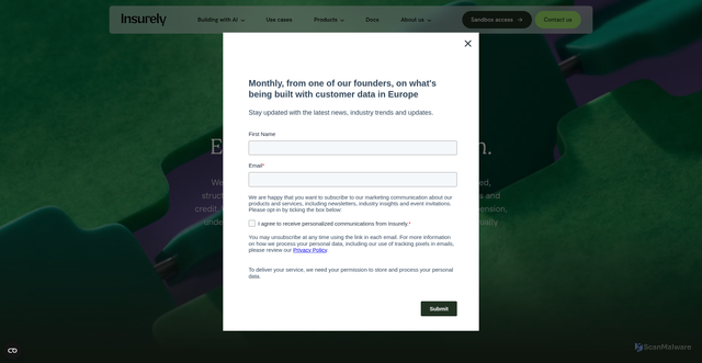 Security scan screenshot of https://insurely.se
