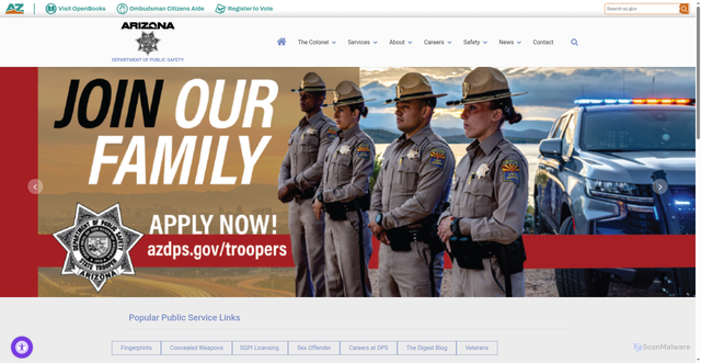 Security scan screenshot of https://www.azdps.gov/