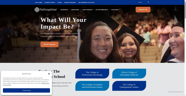 Security scan screenshot of https://thechicagoschool.edu