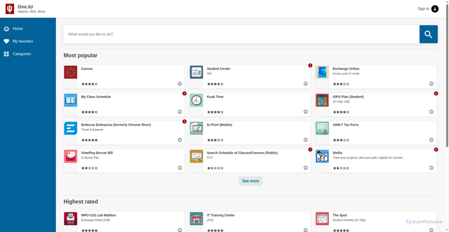 Security scan screenshot of https://iuself.iu.edu