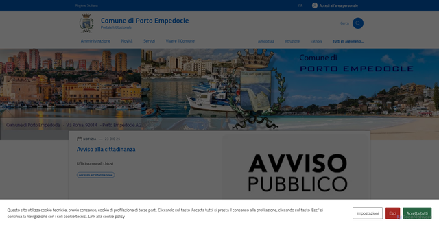 Security scan screenshot of https://comune.portoempedocle.ag.it/