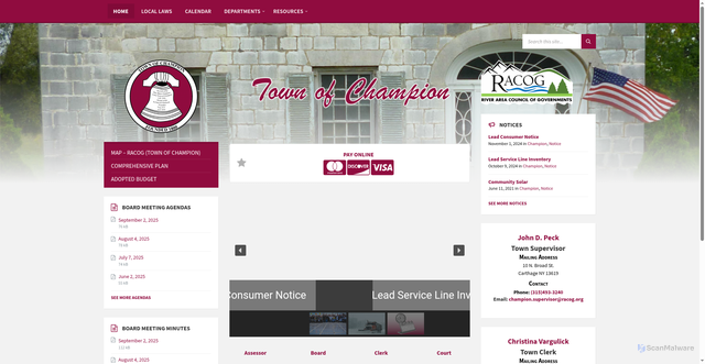 Security scan screenshot of https://townofchampionny.gov/