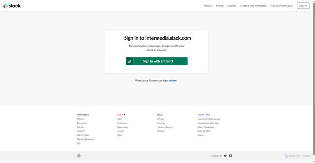 Security scan screenshot of https://intermedia.slack.com