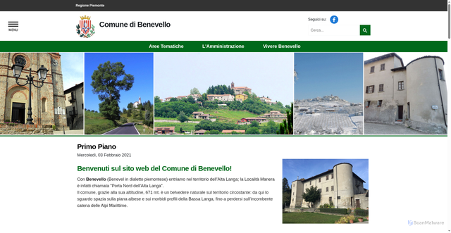 Security scan screenshot of https://www.comune.benevello.cn.it/