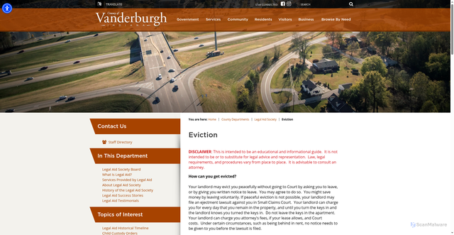 Security scan screenshot of https://www.evansvillegov.org/county/topic/index.php?topicid=148&structureid=26