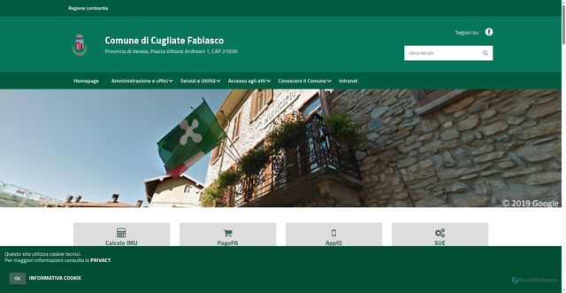 Security scan screenshot of https://www.comune.cugliatefabiasco.va.it