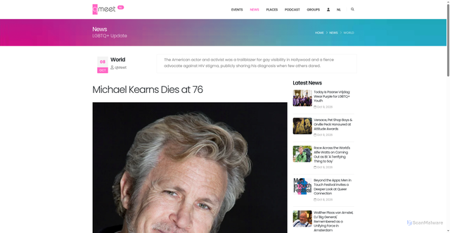 Security scan screenshot of https://www.qmeet.nl/news/763/michael-kearns-dies-at-76