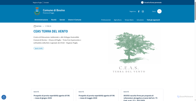 Security scan screenshot of https://www.comune.bovino.fg.it