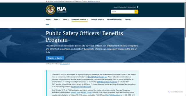 Security scan screenshot of https://psob.bja.ojp.gov/