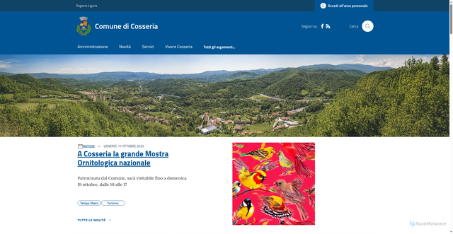 Security scan screenshot of https://www.comune.cosseria.sv.it/