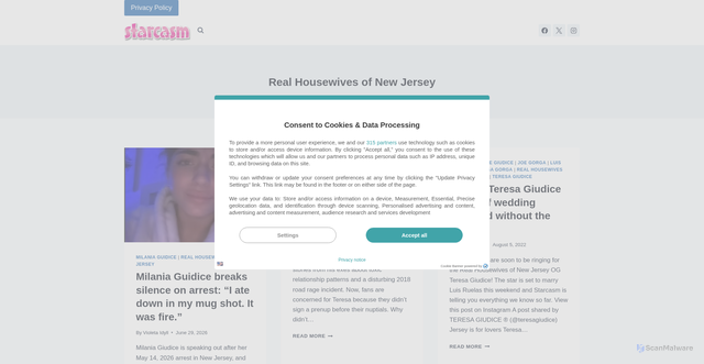 Security scan screenshot of https://starcasm.net/category/television/real-housewives-of-new-jersey/