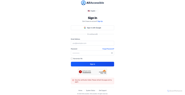 Security scan screenshot of https://app.allaccessible.org