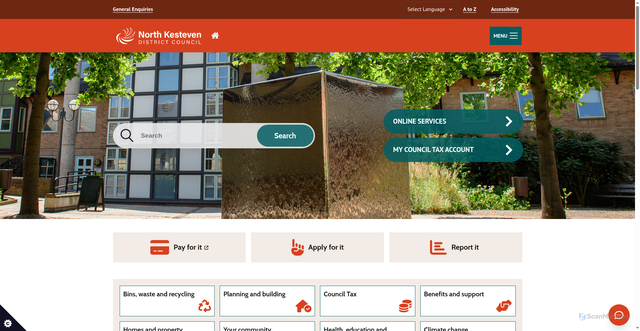 Security scan screenshot of https://www.n-kesteven.gov.uk/