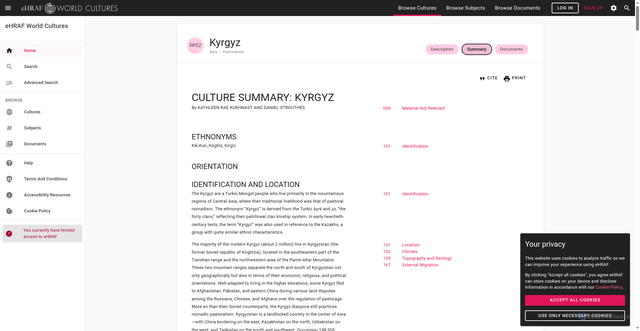 Security scan screenshot of https://ehrafworldcultures.yale.edu/cultures/RP02/summary