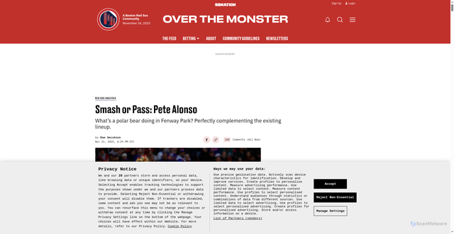 Security scan screenshot of https://www.overthemonster.com/red-sox-analysis/93483/should-the-red-sox-pursue-free-agent-slugger-pete-alonso